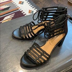 Franco Sarto Women’s Sandals, Black, Chunky Heel